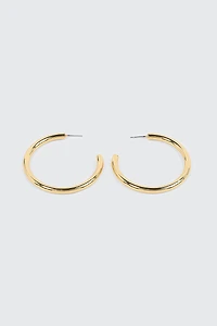 14K Gold Plated Chunky Tube Hoop Earrings