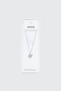 14K White Gold Plated Clover Pendant Necklace