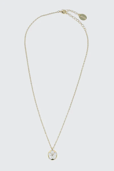 Collier plaqué or blanc 14K pendentif floral 