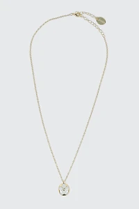 Collier plaqué or blanc 14K pendentif floral 