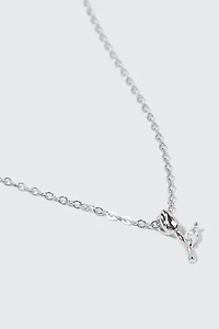 14K White Gold Plated Tulip Necklace