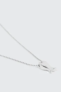 14K White Gold Plated Fish Necklace