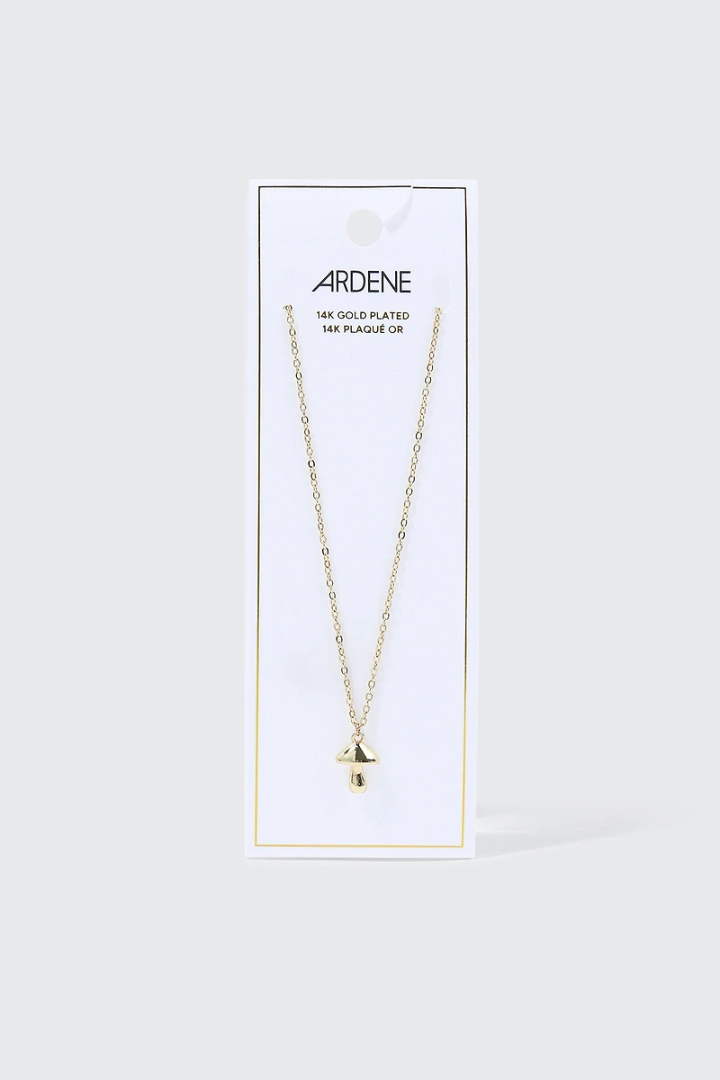 14K Gold Plated Mushroom Necklace