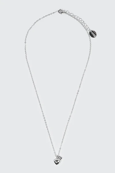 14K White Gold Plated Heart Necklace