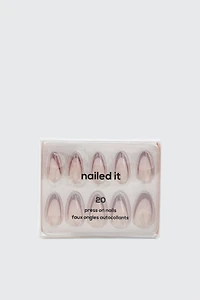 Lot de 20 faux ongles autocollants à bout français