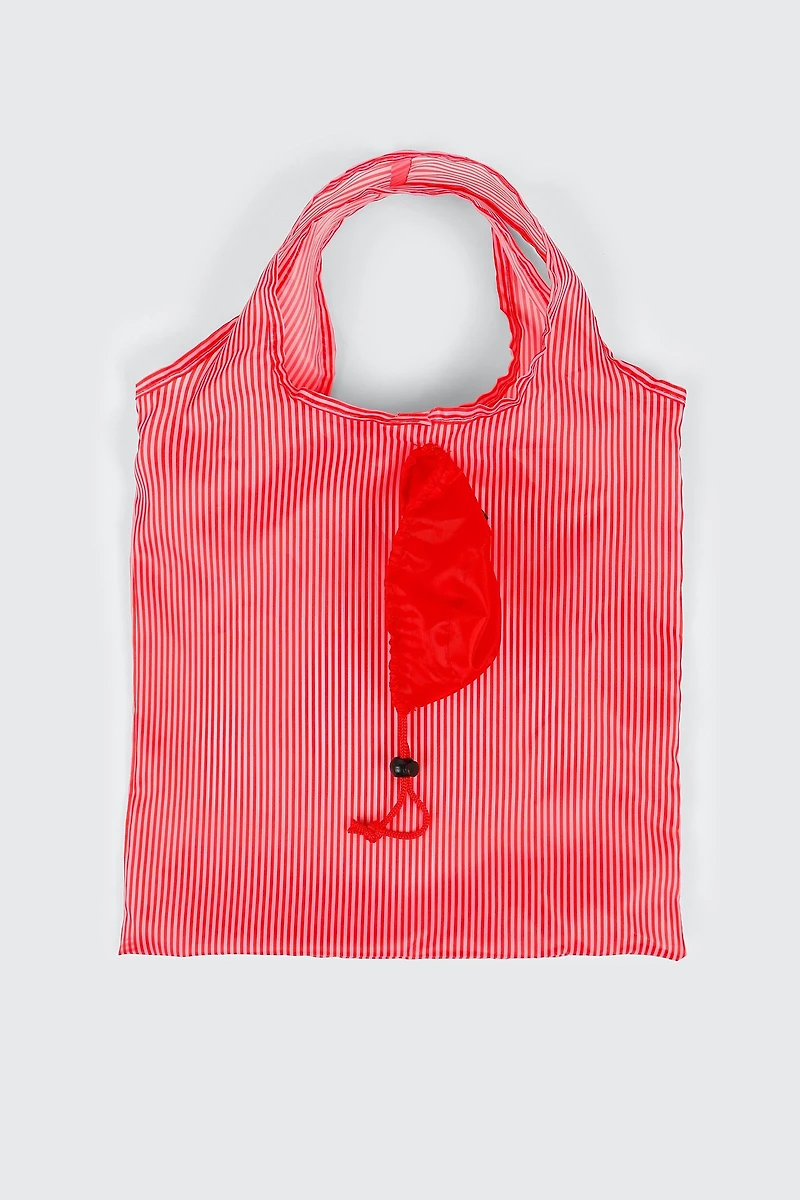 Striped Reusable Tote With Pouch