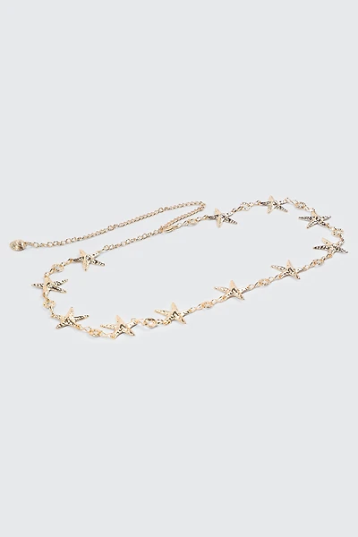 Hammered Metal Starfished Chain Belt