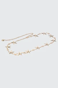 Hammered Metal Starfished Chain Belt