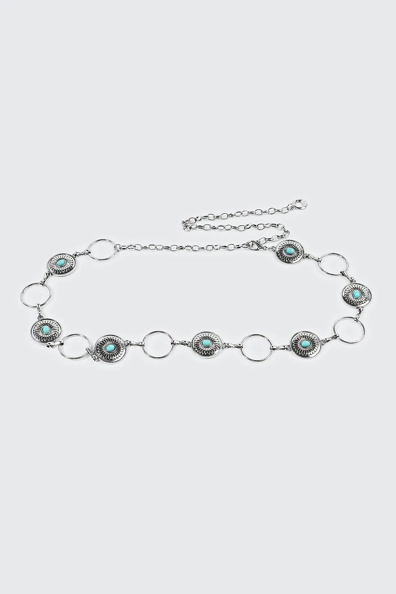 Medallion Chain Belt with Stones