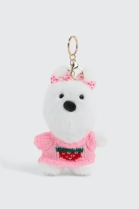 Porte-clés chien à chandail fraise