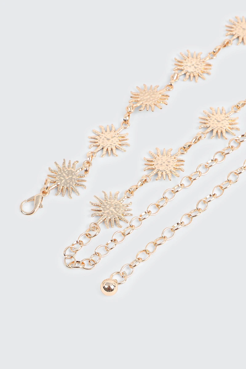 Sunburst Charm Link Waist Belt
