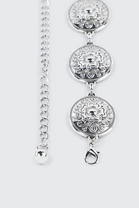 Ceinture chaîne médaillons floraux