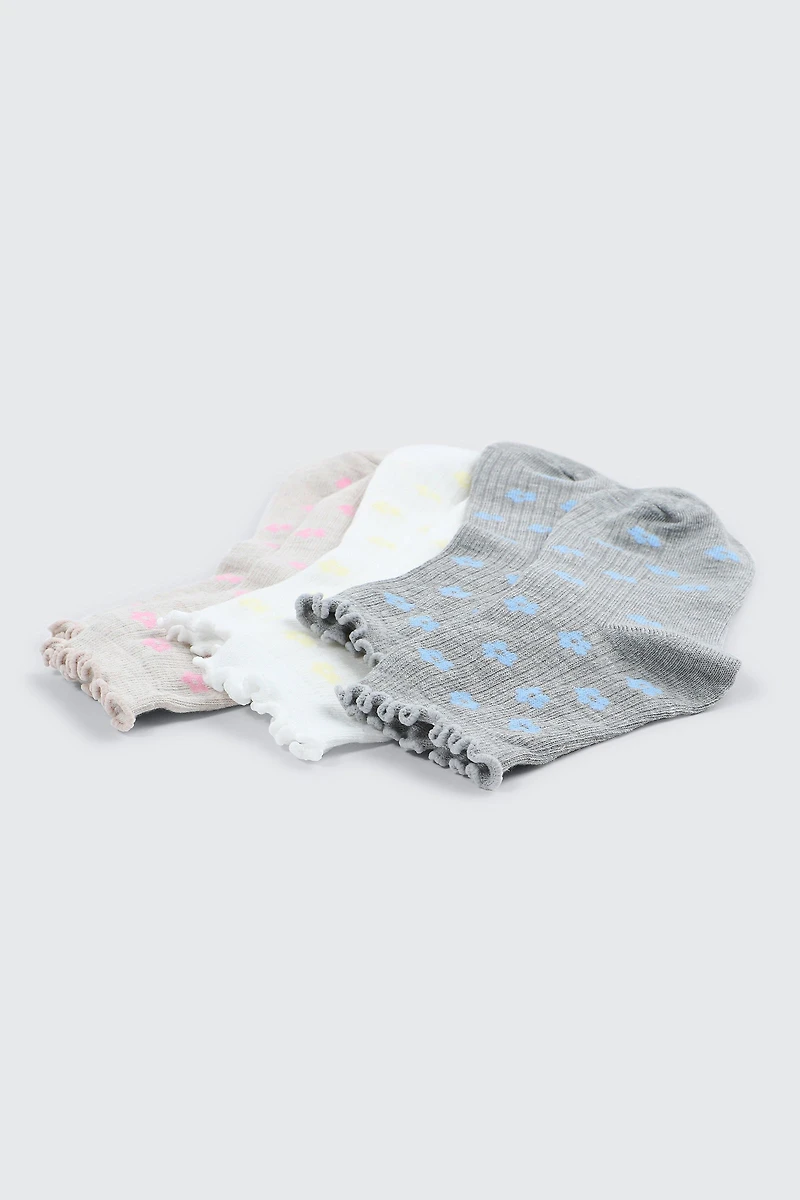 3-Pack Floral Demi Crew Socks