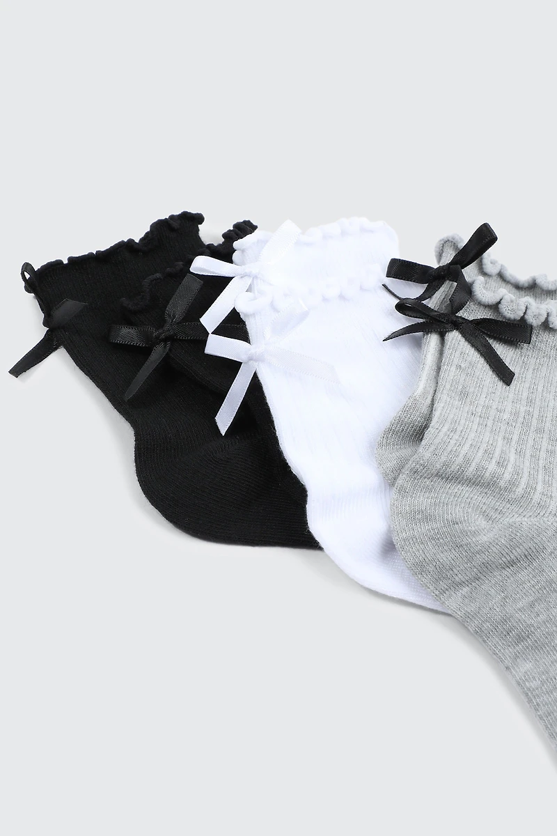 3-Pack Lettuce Edge Demi Crew Socks