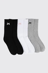 Bow Embroidery Crew Socks