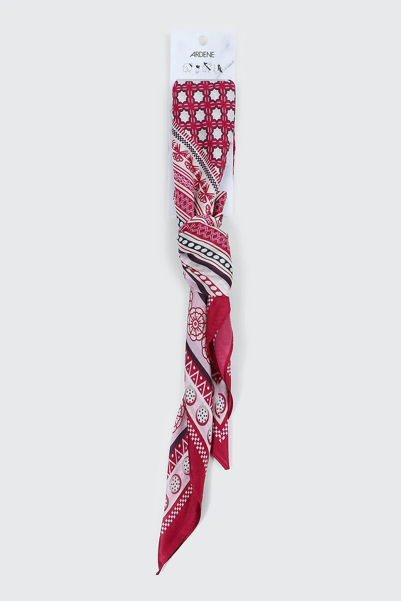 Geometric Print Square Satin Scarf