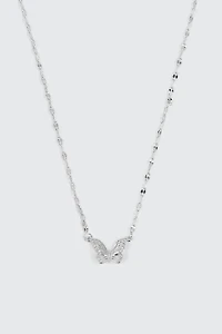 Collier papillon plaqué or blanc 14K