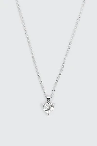 Collier cœur plaqué or blanc 14K