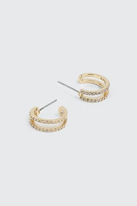14K Gold Plated Two-Row Hoop Earrings