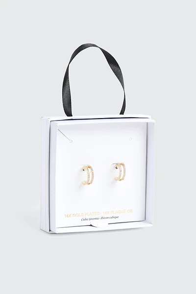 14K Gold Plated Two-Row Hoop Earrings