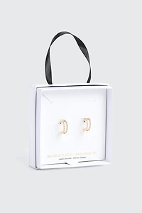 14K Gold Plated Two-Row Hoop Earrings
