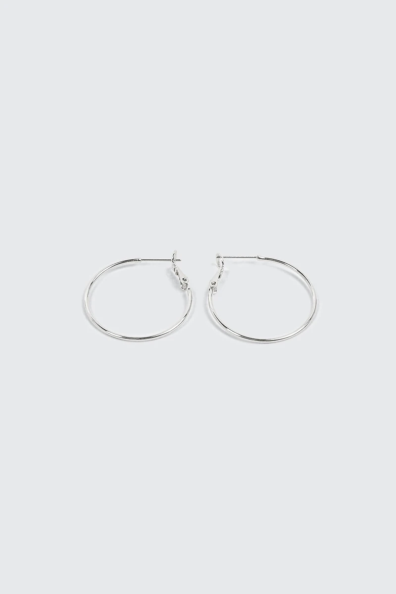 14K White Gold Plated Hoop Earrings