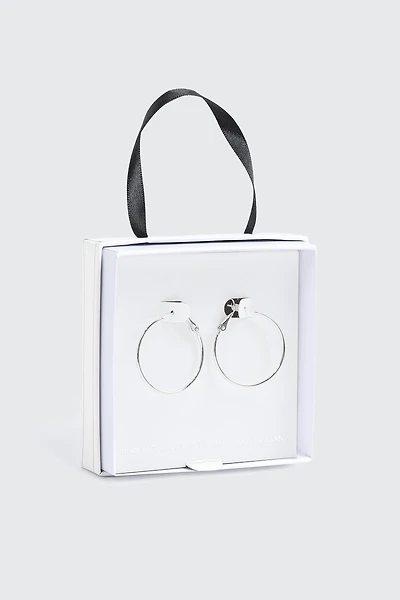 14K White Gold Plated Hoop Earrings