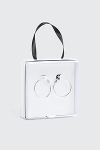14K White Gold Plated Hoop Earrings