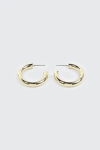14K Gold Plated Chunky Tube Hoop Earrings