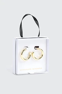 14K Gold Plated Chunky Tube Hoop Earrings