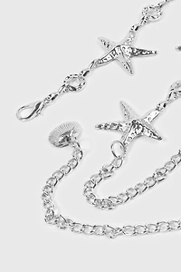 Hammered Metal Starfished Chain Belt