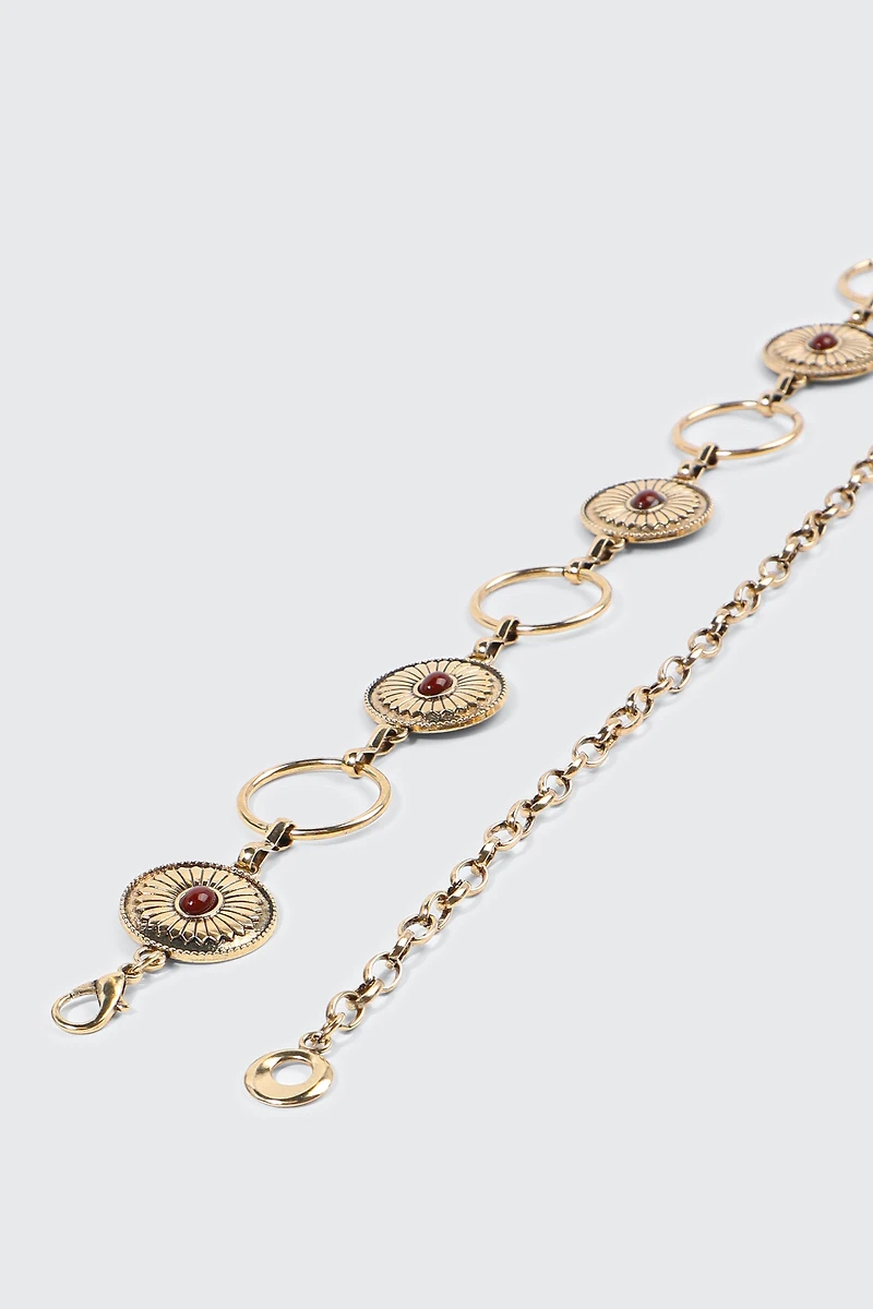 Medallion Chain Belt with Stones