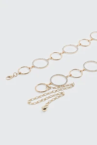 Rhinestone Ring Chain Belt