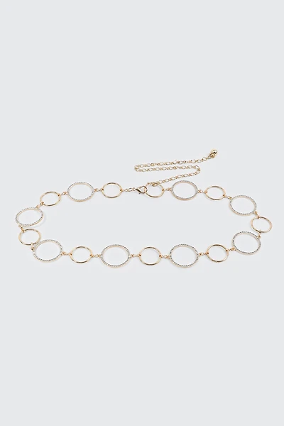 Rhinestone Ring Chain Belt