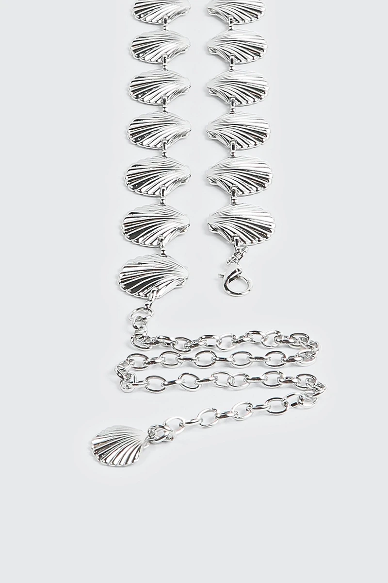 Shell Motif Chain Waist Belt