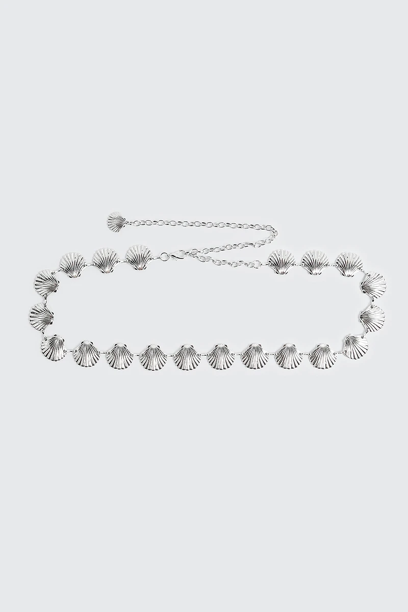 Shell Motif Chain Waist Belt