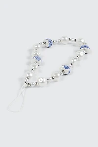 Beaded Phone Charm with Pearls