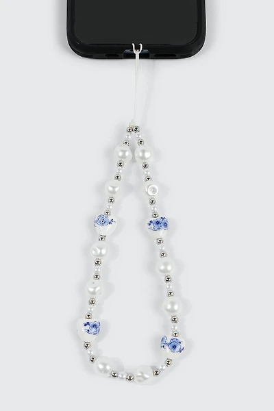 Beaded Phone Charm with Pearls