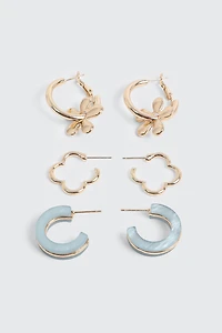 Lot de 3 paires de boucles d'oreilles anneaux