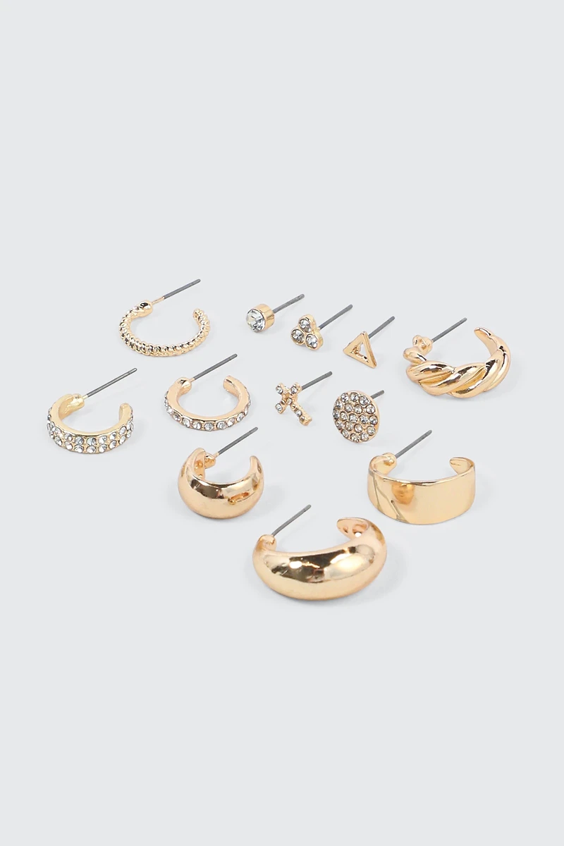 12-Pack Mixed Hoop & Stud Earrings