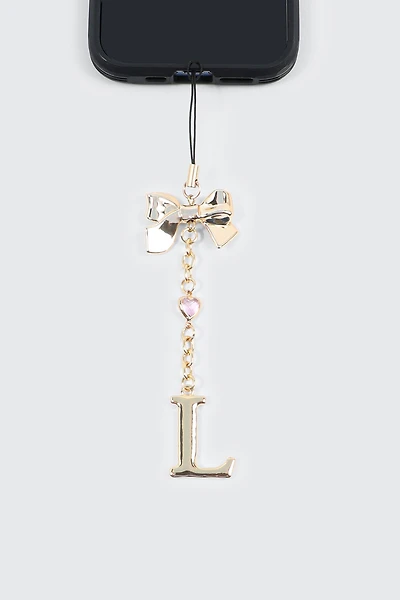 Shiny Letter A Phone Charm with Bow