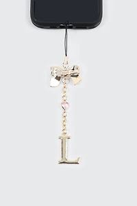 Shiny Letter A Phone Charm with Bow