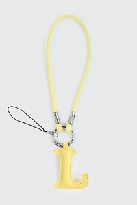 Yellow Initial L Faux Leather Charm with Wristlet