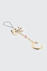 Shiny Letter C Phone Charm with Bow