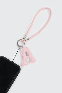 Pink Initial A Faux Leather Charm with Wristlet