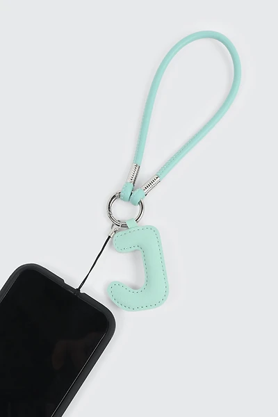 Green Initial J Faux Leather Charm with Wristlet