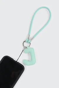Green Initial J Faux Leather Charm with Wristlet