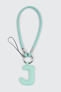 Green Initial J Faux Leather Charm with Wristlet