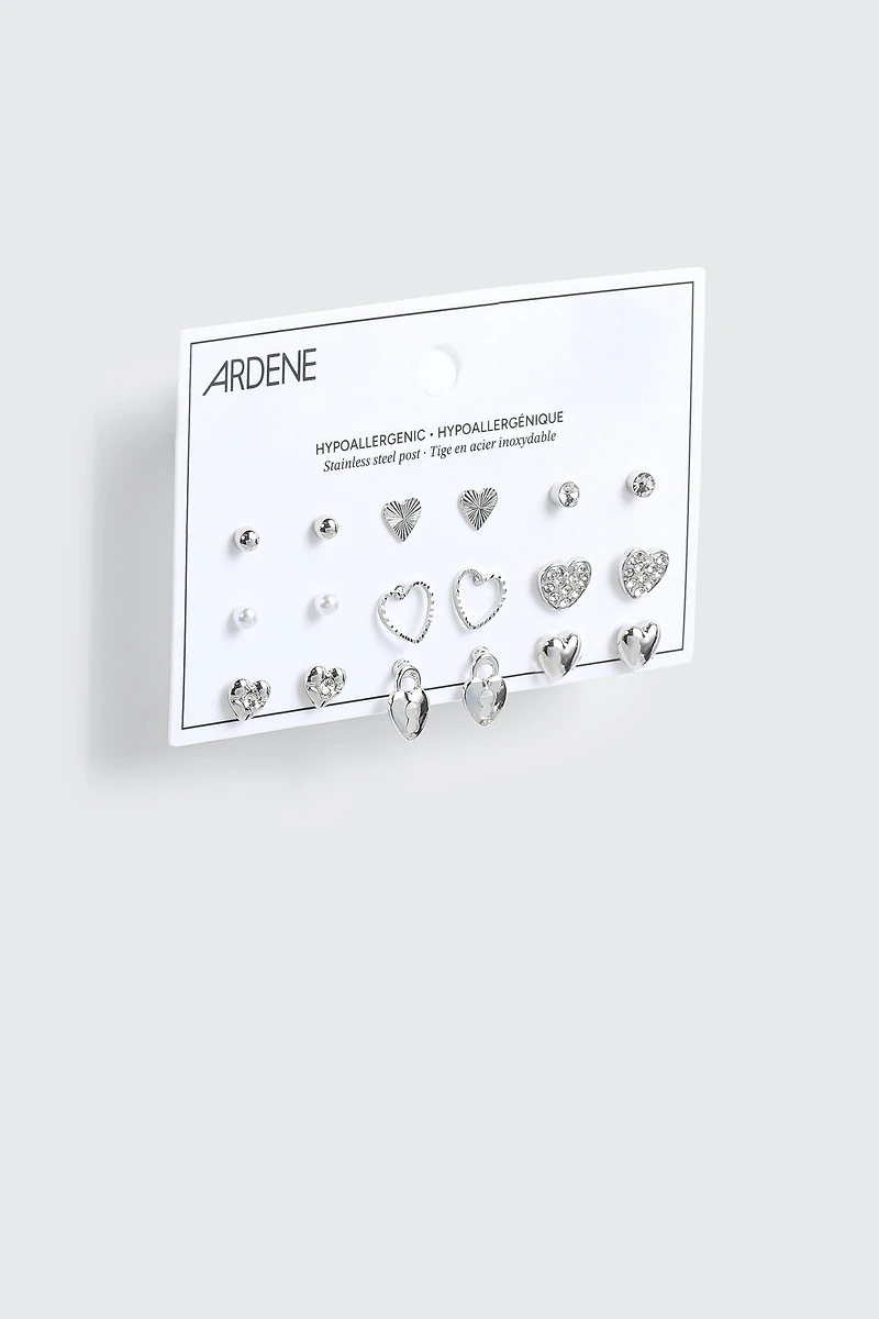 9-Pack Heart Earrings