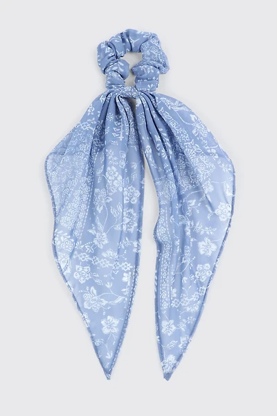 Woven Bandana Scrunchie with Tails